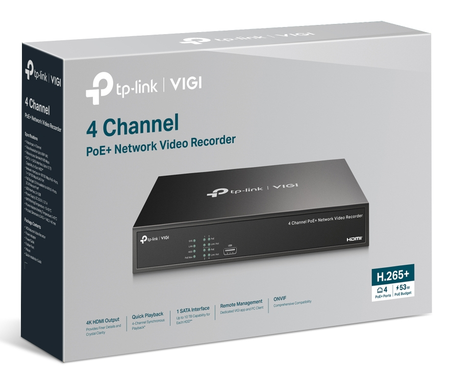 TP-LINK VIGI NVR1004H-4P V1 - NVR - 4 Kanäle, Ansicht 2