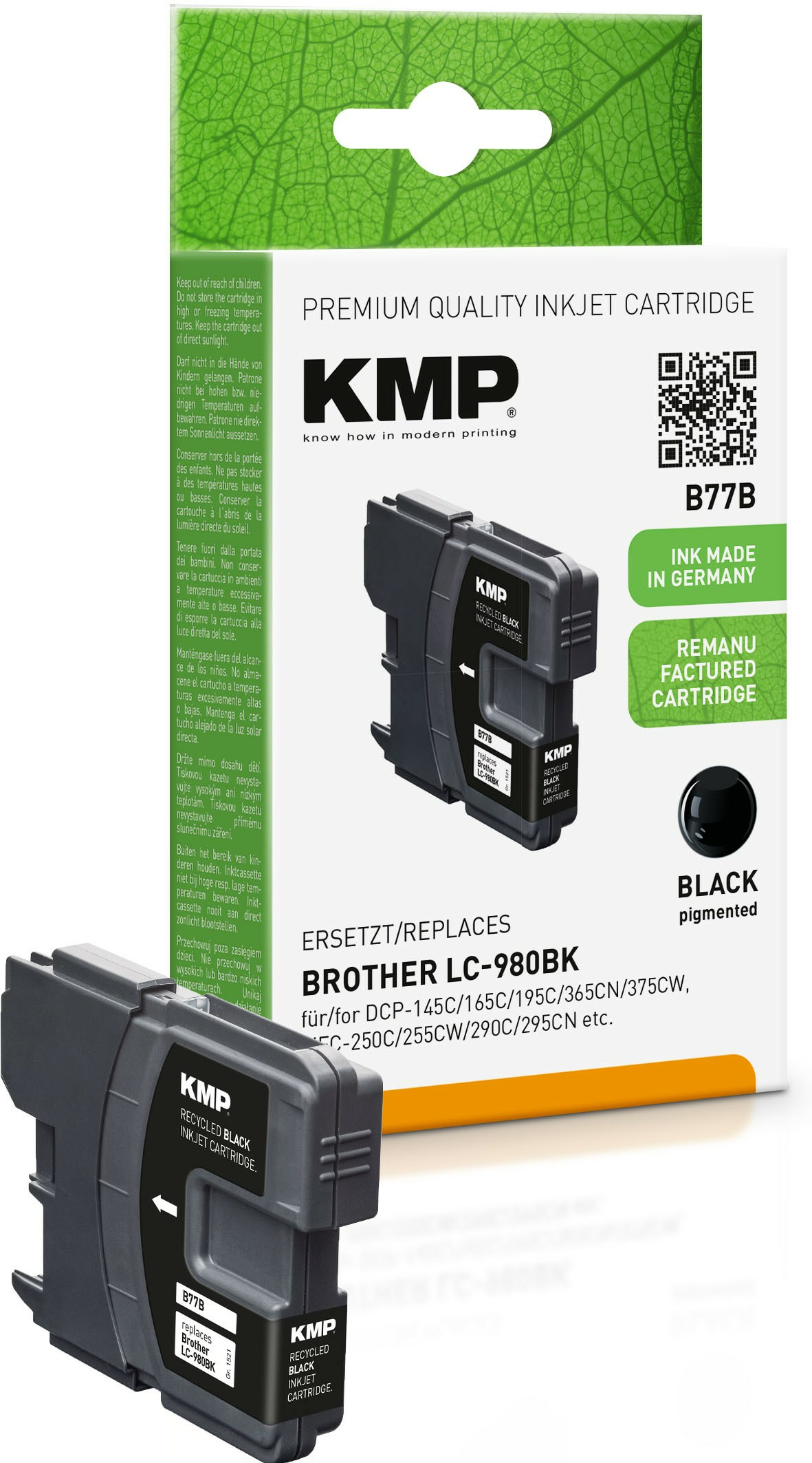 KMP B77B - 9.1 ml - Schwarz - kompatibel - Tintenpatrone (Alternative zu: Brother LC980BK), Ansicht 3
