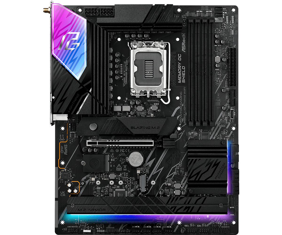 ASRock Phantom Gaming B860 LIGHTNING WiFi - Motherboard - ATX - LGA1851-Sockel - Onboard-Grafik (CPU erforderlich), Ansicht 3