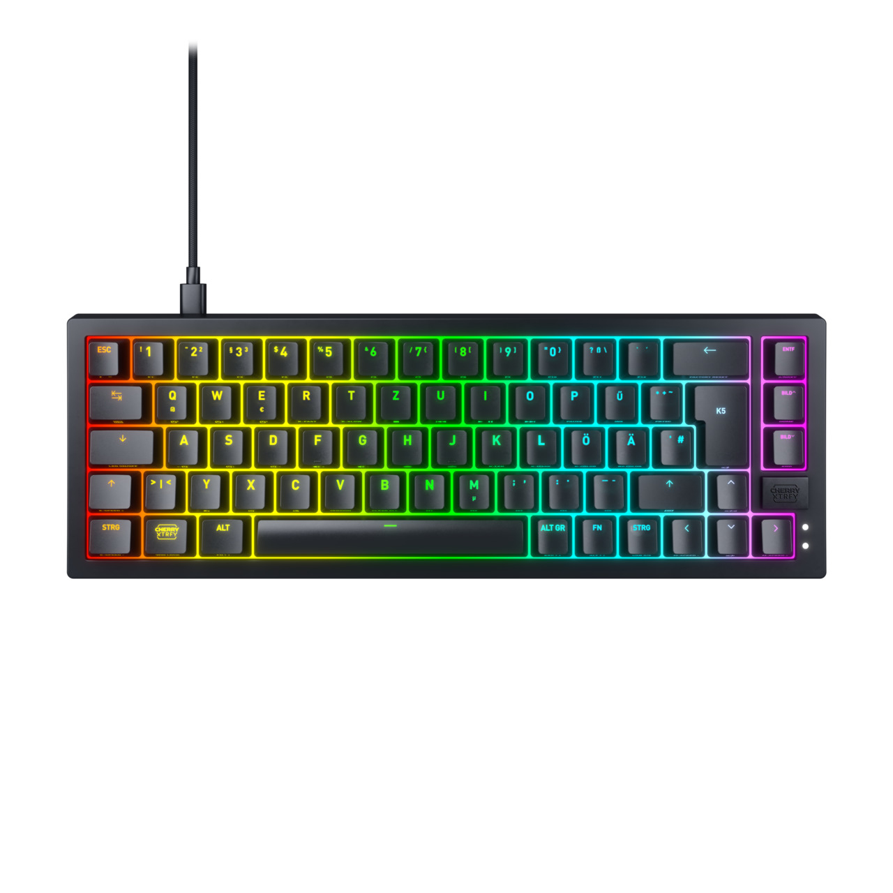 Cherry Keyboard Xtrfy K5V2 RGB Compact Gaming MX2A RED[DE] black+++ kompaktes 65%-Format - TL: Deutsch, QWERTZ, Ansicht 2