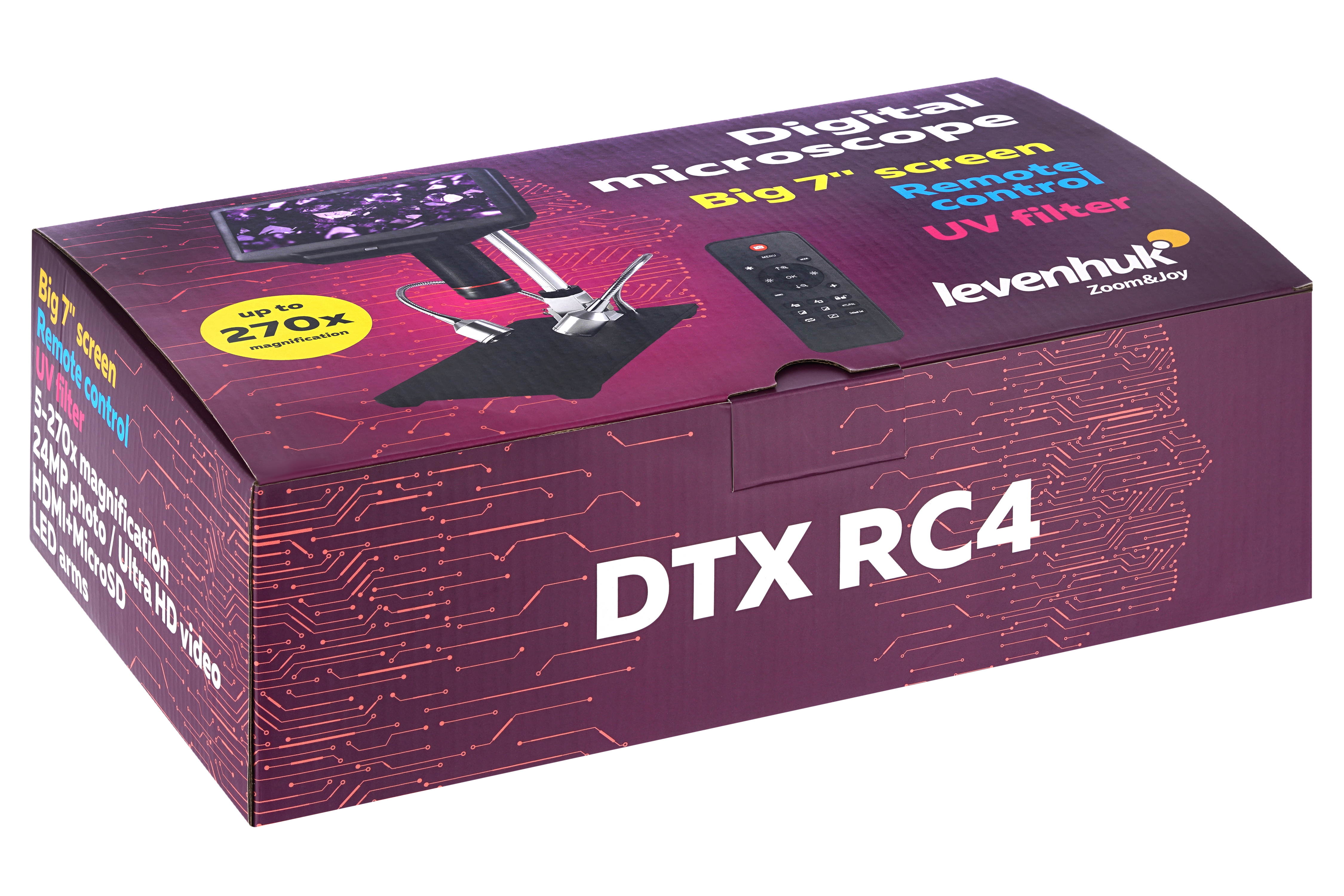 Levenhuk DTX RC4 - Digitales Mikroskop - Schwarz - Metall - LCD - 17,8 cm (7") - MicroSD (TransFlash), Ansicht 2