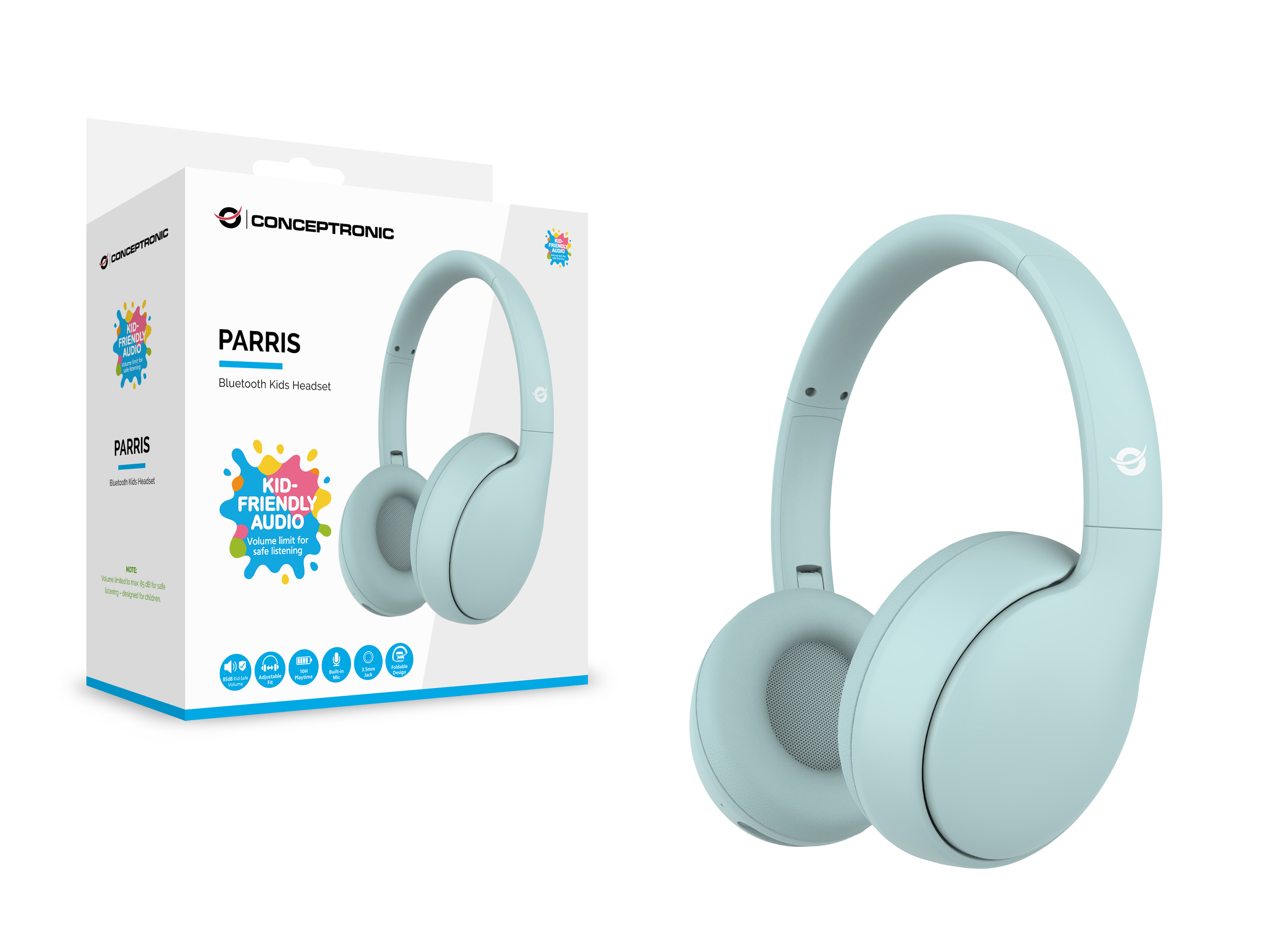 Conceptronic Headset Kids Wireless BT6.0/Mikro 85dB 10Std bl - Headset - 20 KHz, Ansicht 2