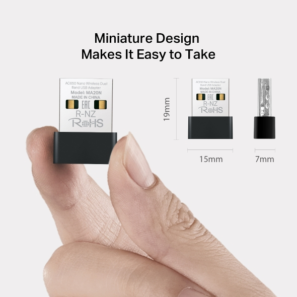 Mercusys MA20N AC650 Nano Wi-Fi USB Adapter - USB-Controller - 4.337 Mbps, Ansicht 2