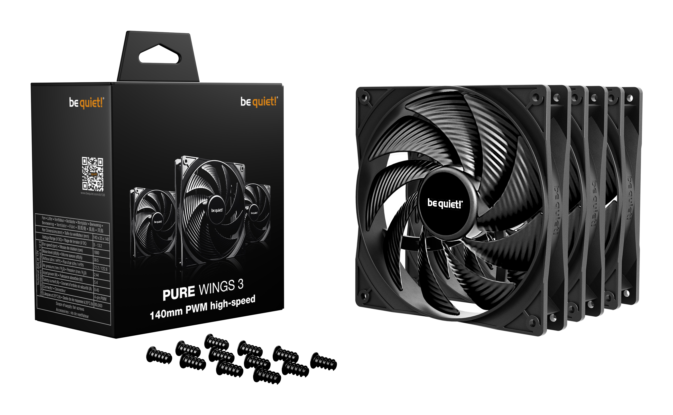Be Quiet! ! PURE WINGS 3 140mm PWM HS 3-Pack, Ansicht 3