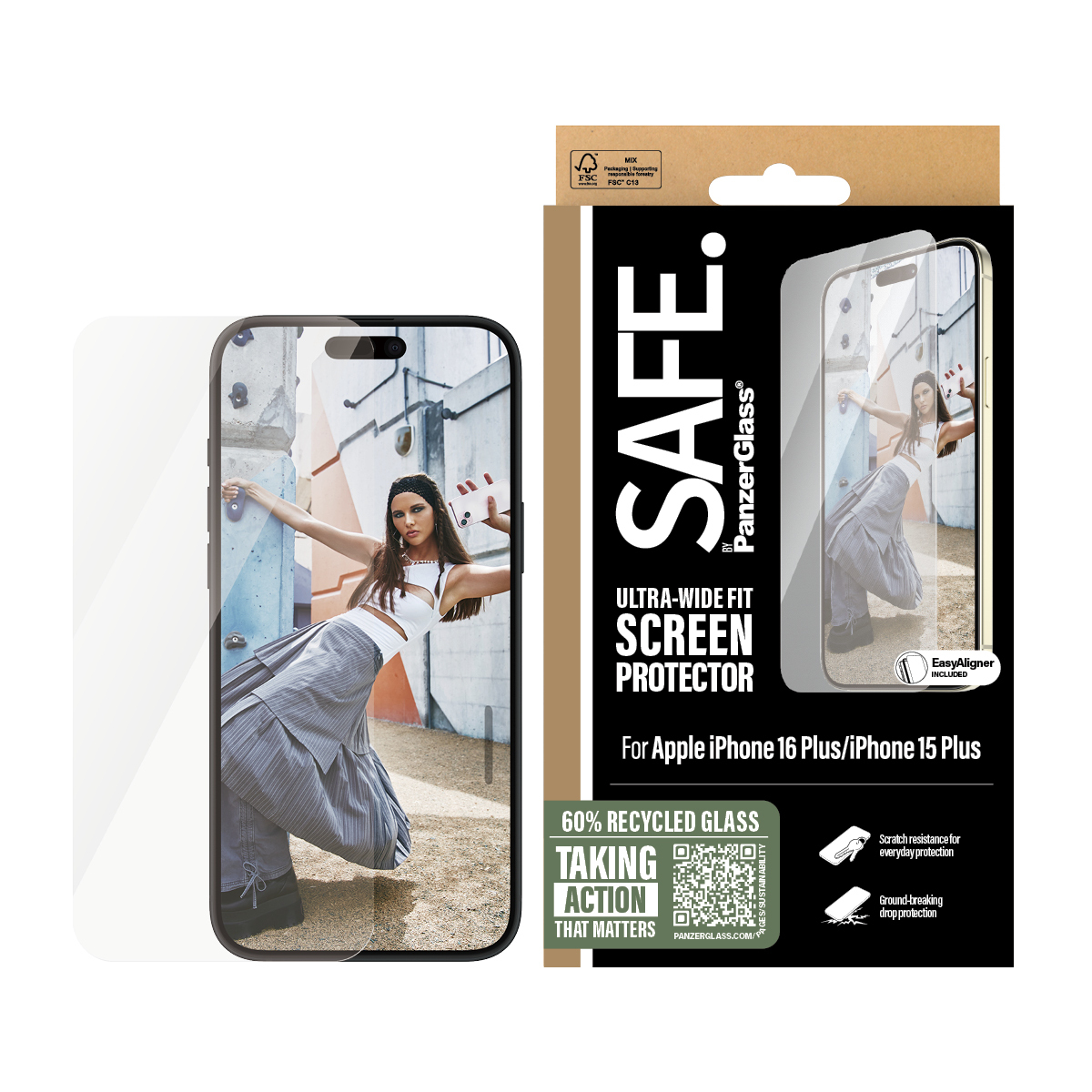 PanzerGlass SAFE. by Displayschutz iPhone 16 Plus UWF, Ansicht 4