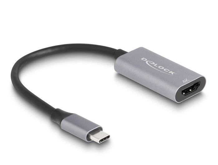 Delock Highspeed - Videoadapter - 24 pin USB-C männlich zu HDMI weiblich - 15 cm - Grau/Schwarz - unterstützt 4K 60 Hz, Ansicht 2