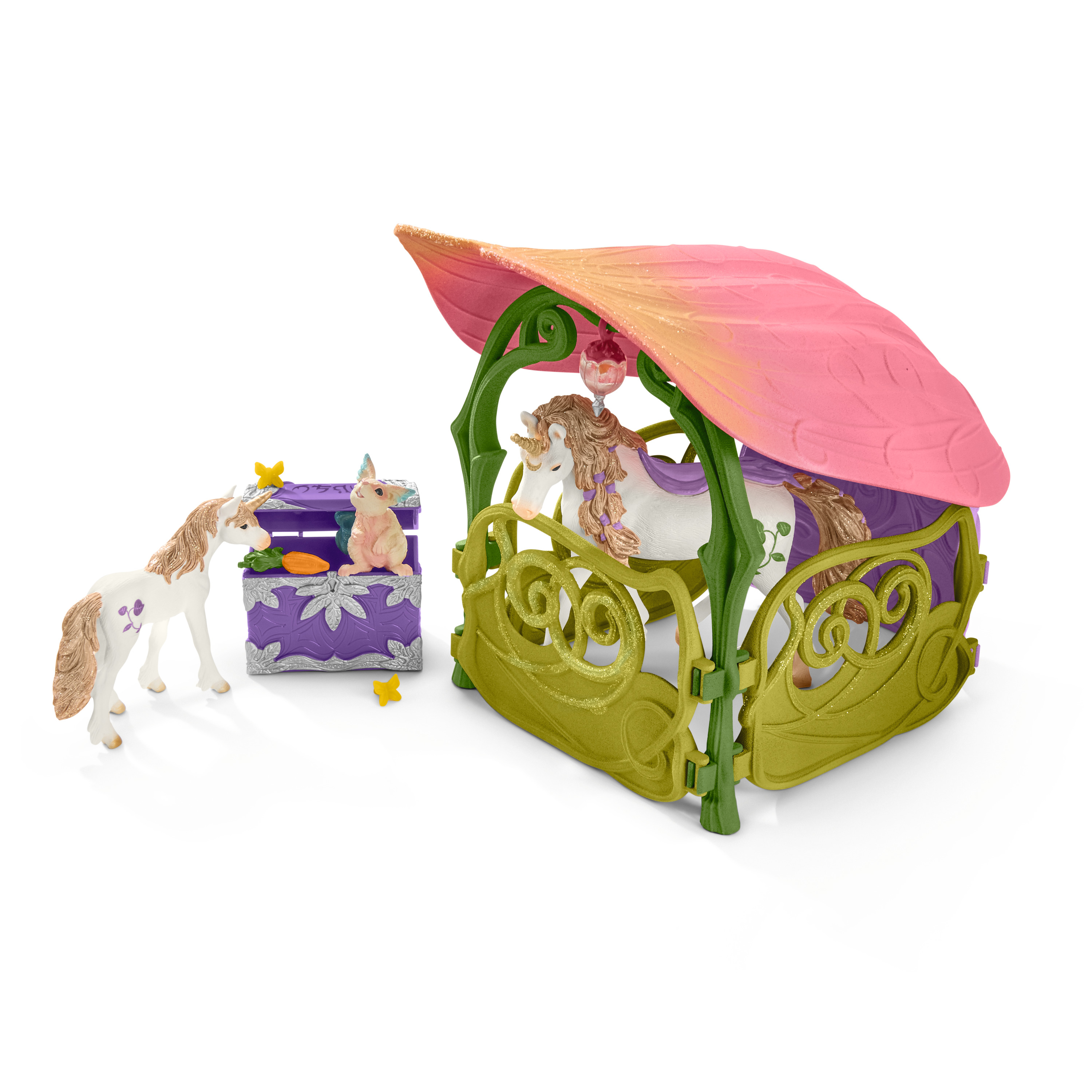 Schleich bayala Glitzerndes Blütenhaus mit Einhörnern - See und Stall - Junge/Mädchen, Ansicht 4