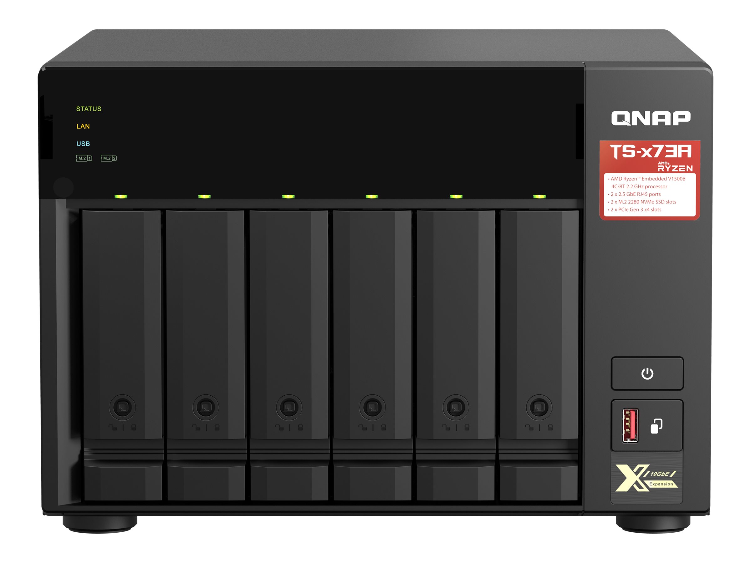 QNAP TS-673A - NAS-Server - 6 Schächte - SATA 6Gb/s - RAM 8 GB - Gigabit Ethernet / 2.5 Gigabit Ethernet