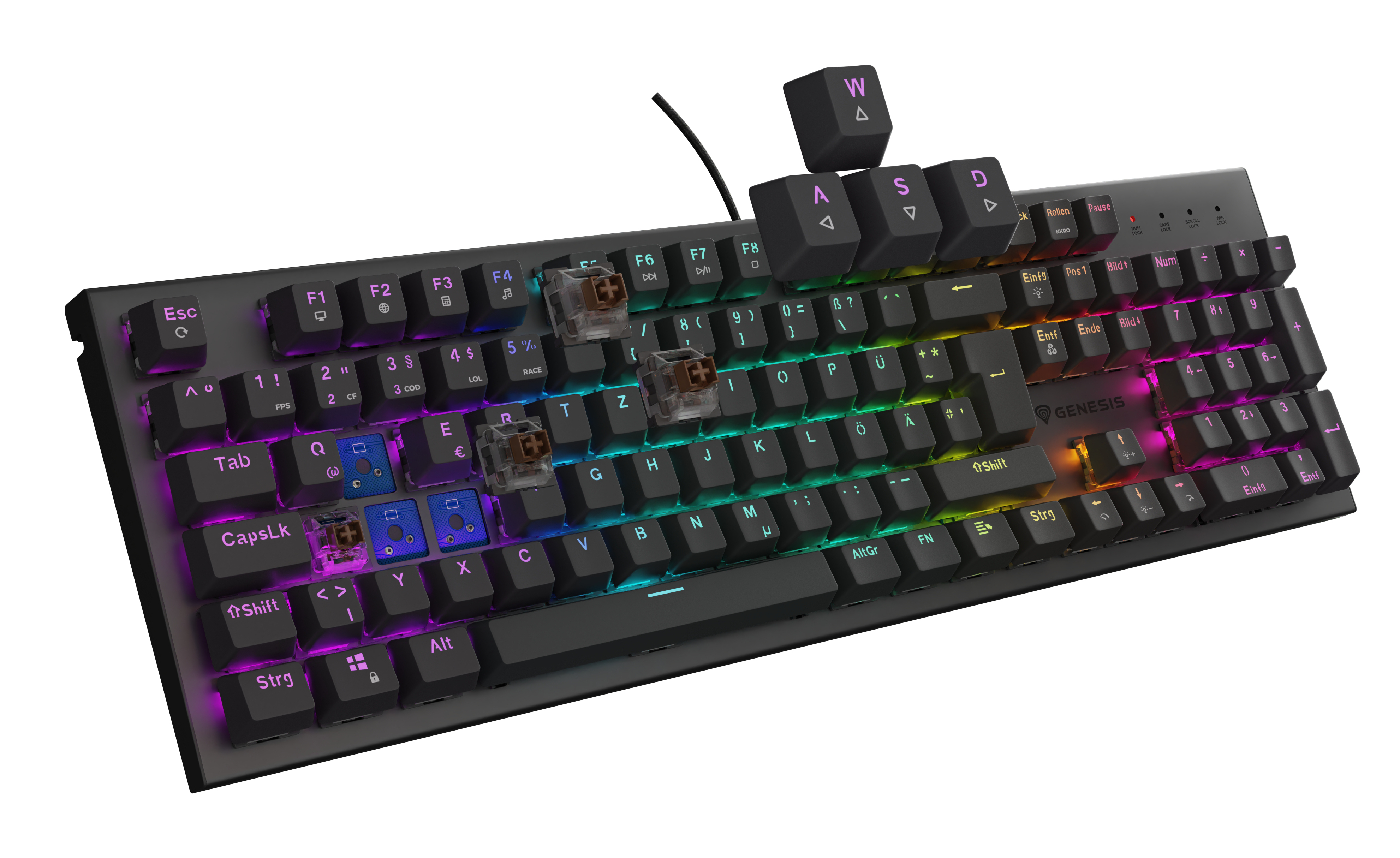 natec Gaming Tastatur Thor 303 brown kabelgeb. - Tastatur - TL: Deutsch, QWERTZ, Ansicht 3