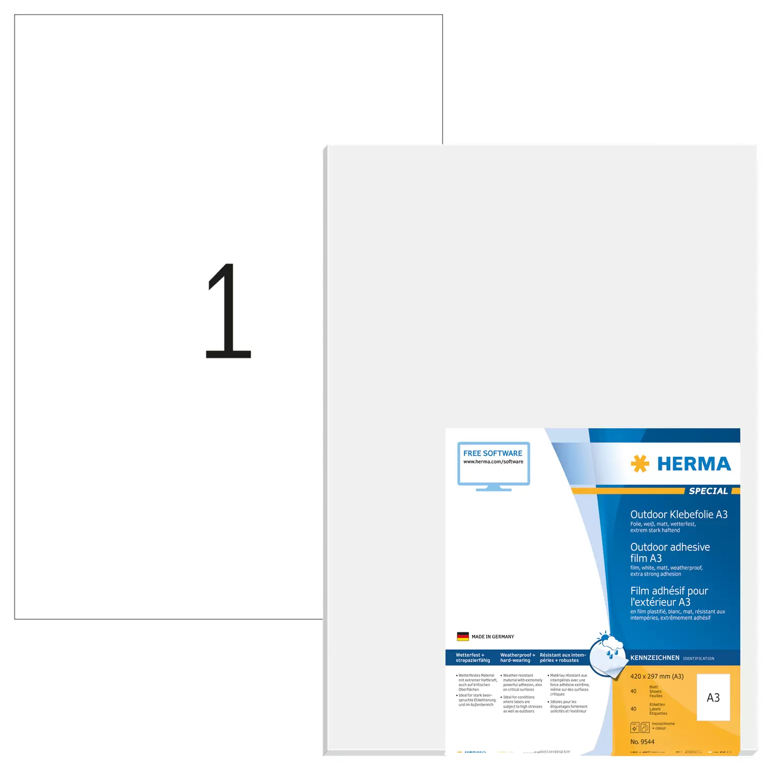 HERMA Special - Polyethylen (PE) - matt - extrem stark haftend - weiß - A3 (297 x 420 mm), Ansicht 2