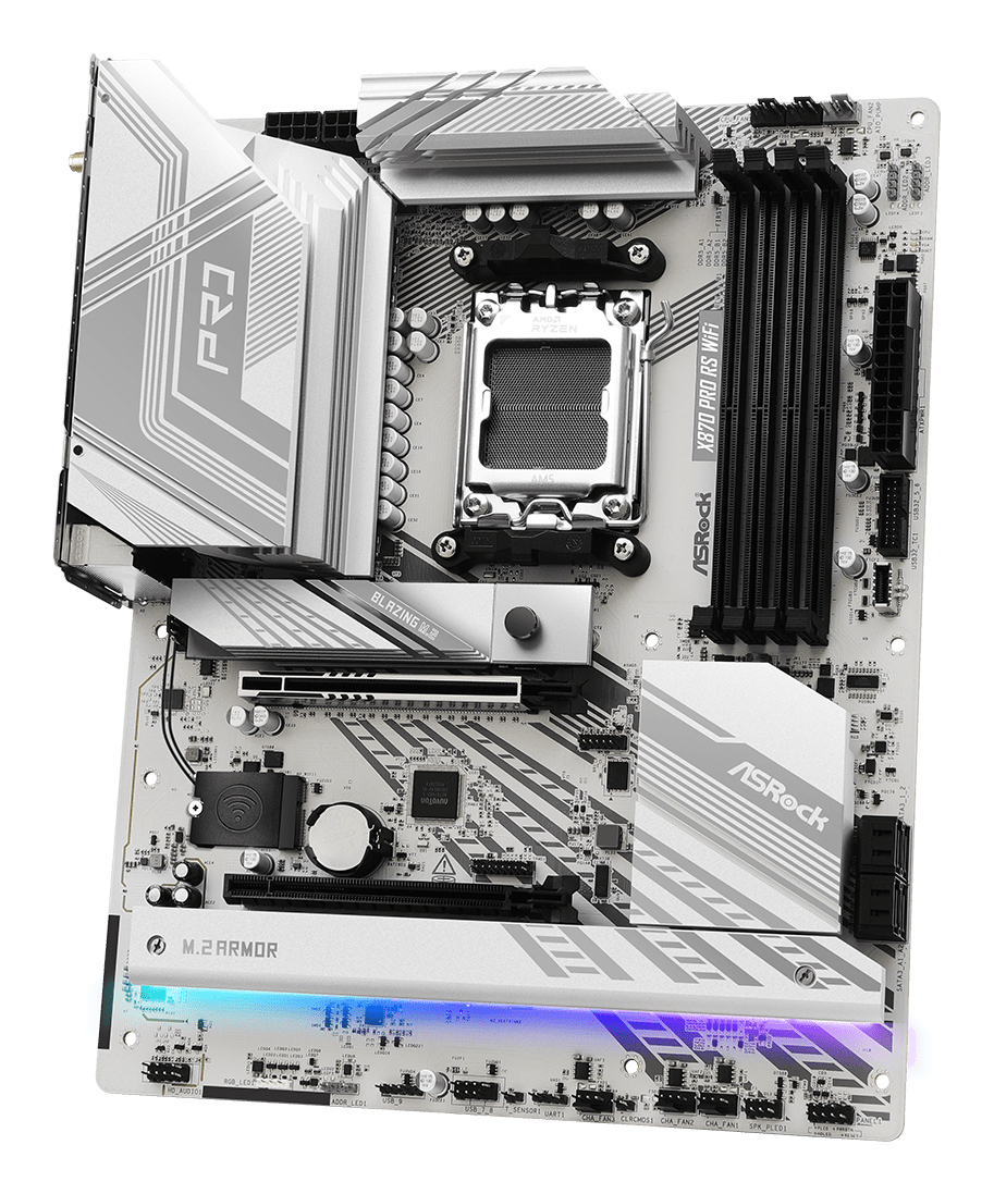 ASRock X870 Pro RS WiFi - Motherboard - ATX - Socket AM5 - AMD X870 Chipsatz - USB4, USB 3.2 Gen 1, USB-C 3.2 Gen 2x2, Ansicht 4