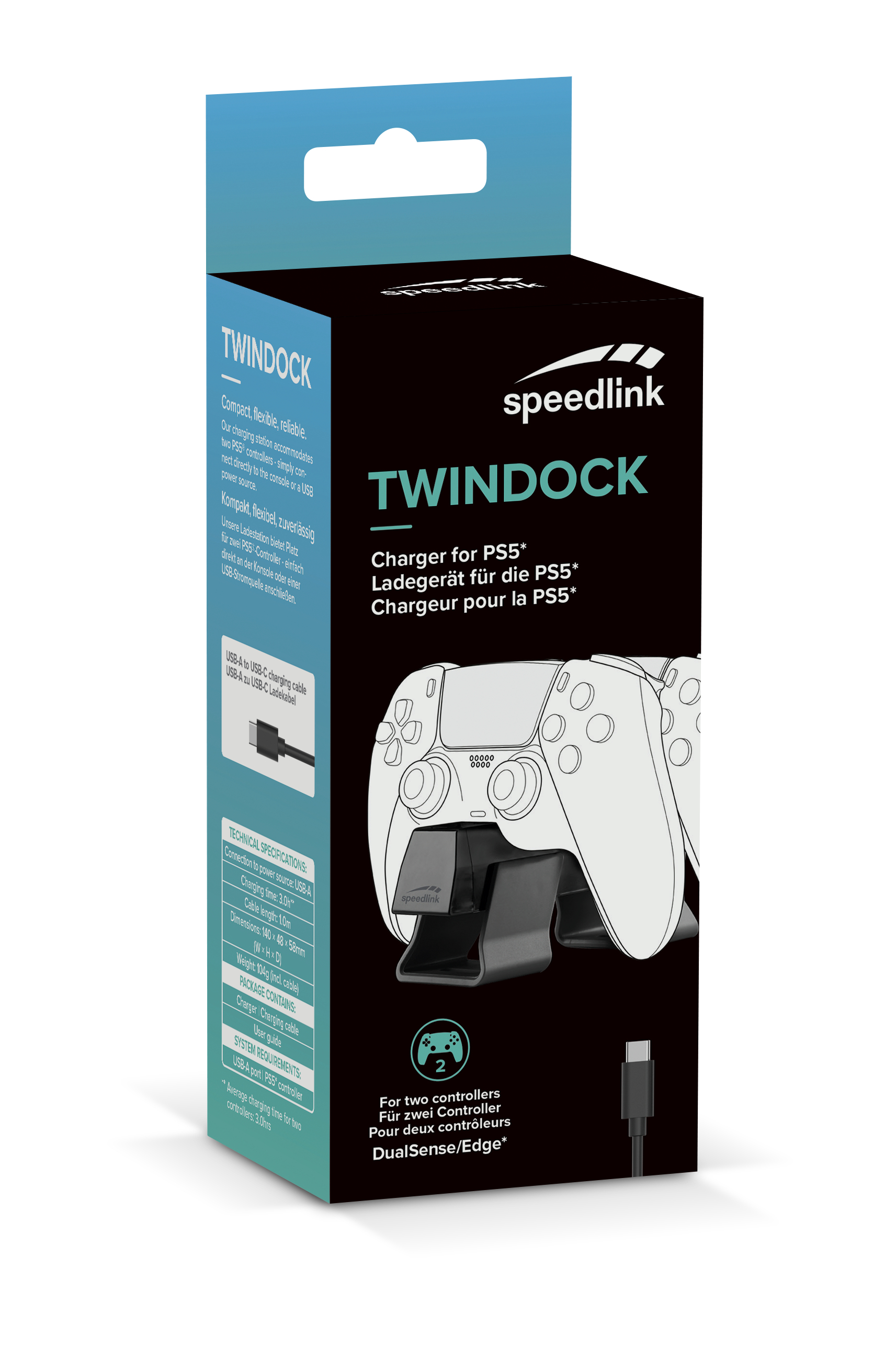 SPEEDLINK TWINDOCK Charging System für PS5 schwarz retail, Ansicht 2