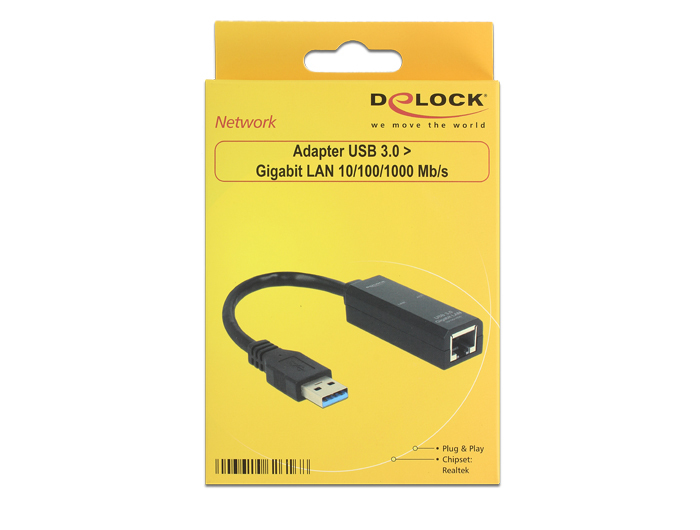 Delock Adapter USB 3.0 > Gigabit LAN 10/100/1000 Mb/s, Ansicht 2