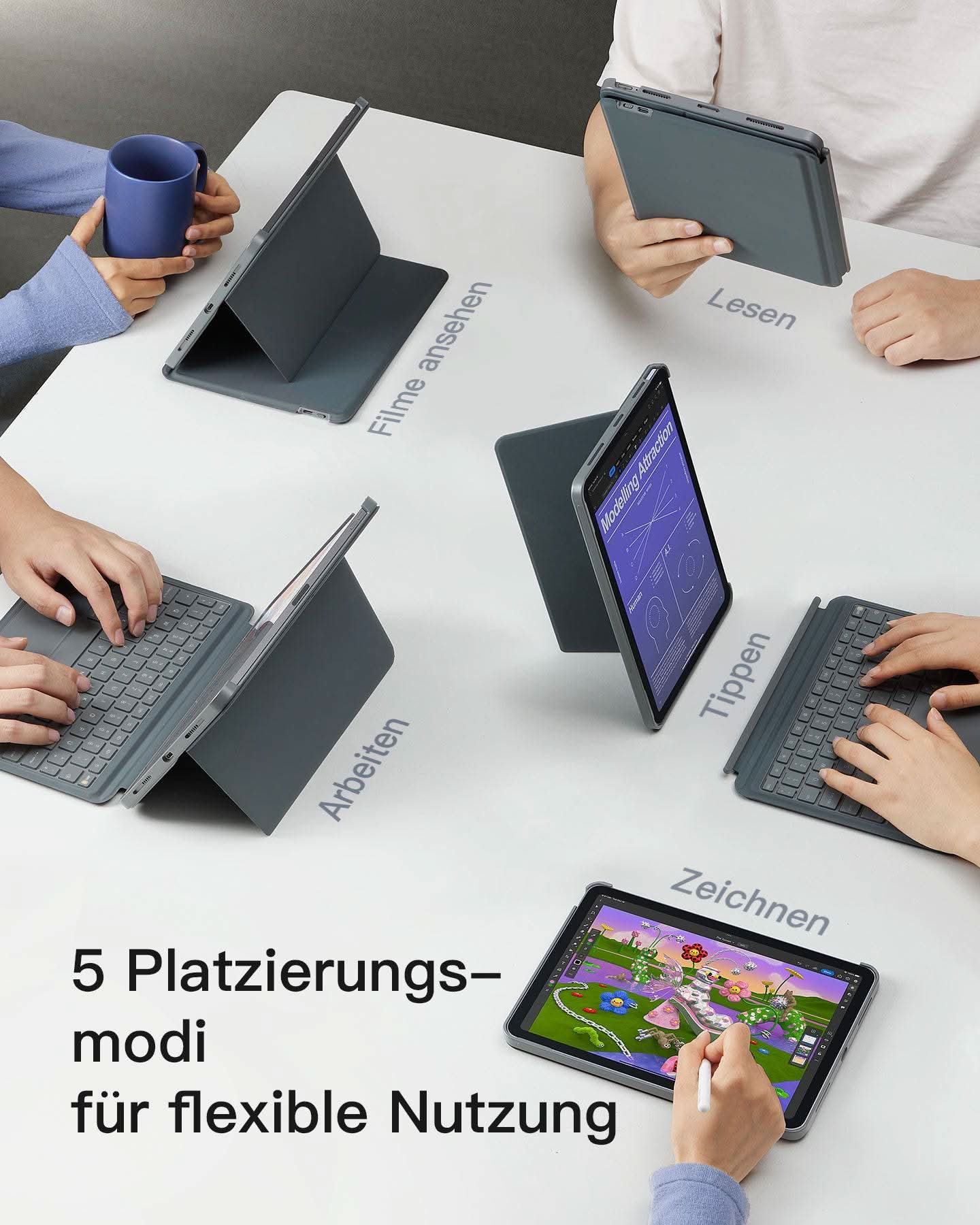 Inateck Keyboard iPad 11 gray Air 4-5 Generation Com. - Tastatur - TL: Deutsch, QWERTZ, Ansicht 3