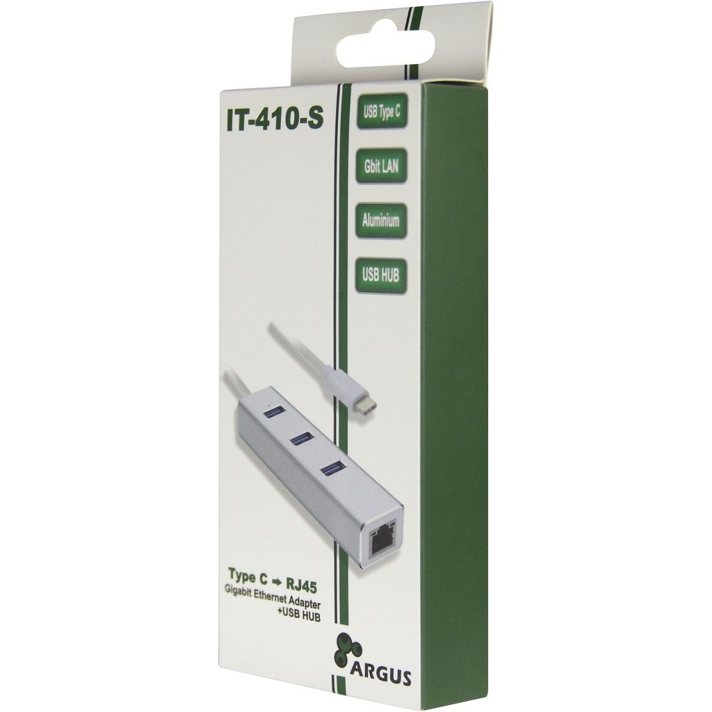 Inter-Tech Argus IT-410-S - Hub - 3 x SuperSpeed USB 3.0 + 1 x 10/100/1000, Ansicht 4