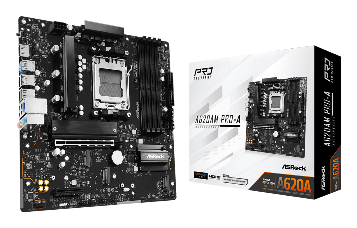 ASRock A620AM PRO-A - Motherboard - micro ATX - Socket AM5 - AMD A620A Chipsatz - 2.5 Gigabit LAN, Ansicht 4