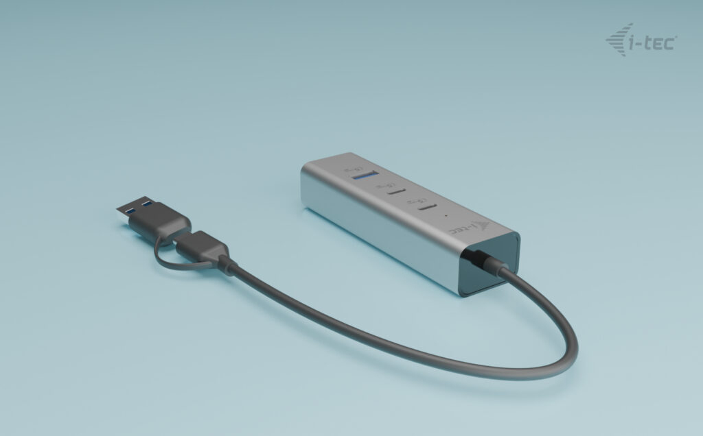 i-tec Hub - universelles Laden, Metall - 2 x USB-C 3.2 Gen 1 + 2 x USB 3.2 Gen 1 + 1 x USB-C (Spannungsversorgung), Ansicht 3