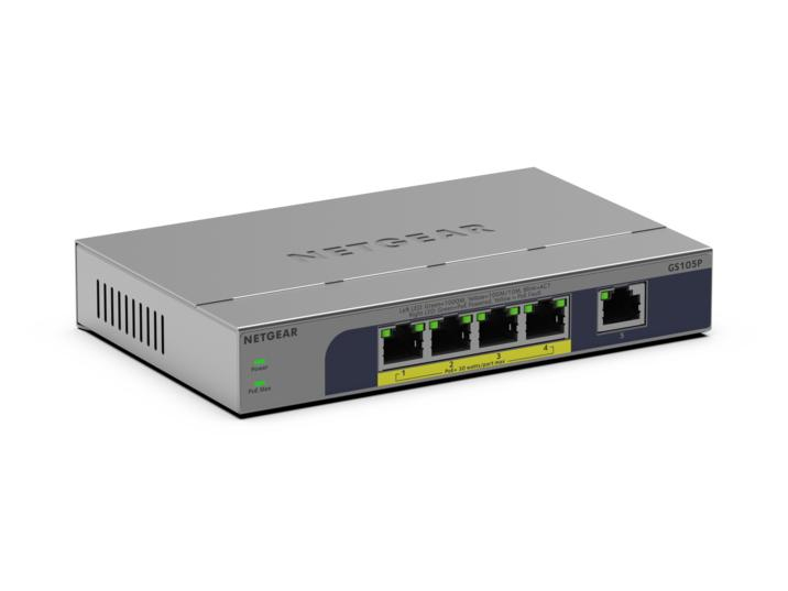 Netgear GS105P - Switch - unmanaged - 1 x 10/100/1000 + 4 x 10/100/1000 (PoE+), Ansicht 2