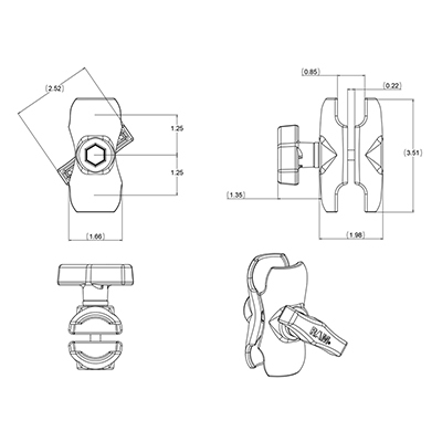 Ram Mounts RAM RAM-201U-B - Tragarm - für P/N: RAM-202U, Ansicht 3