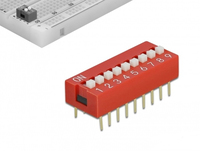 Delock DIP sliding switch 9-digit 2.54 mm pitch THT vertical - DIP-Schalter - Rot (Packung mit 10)