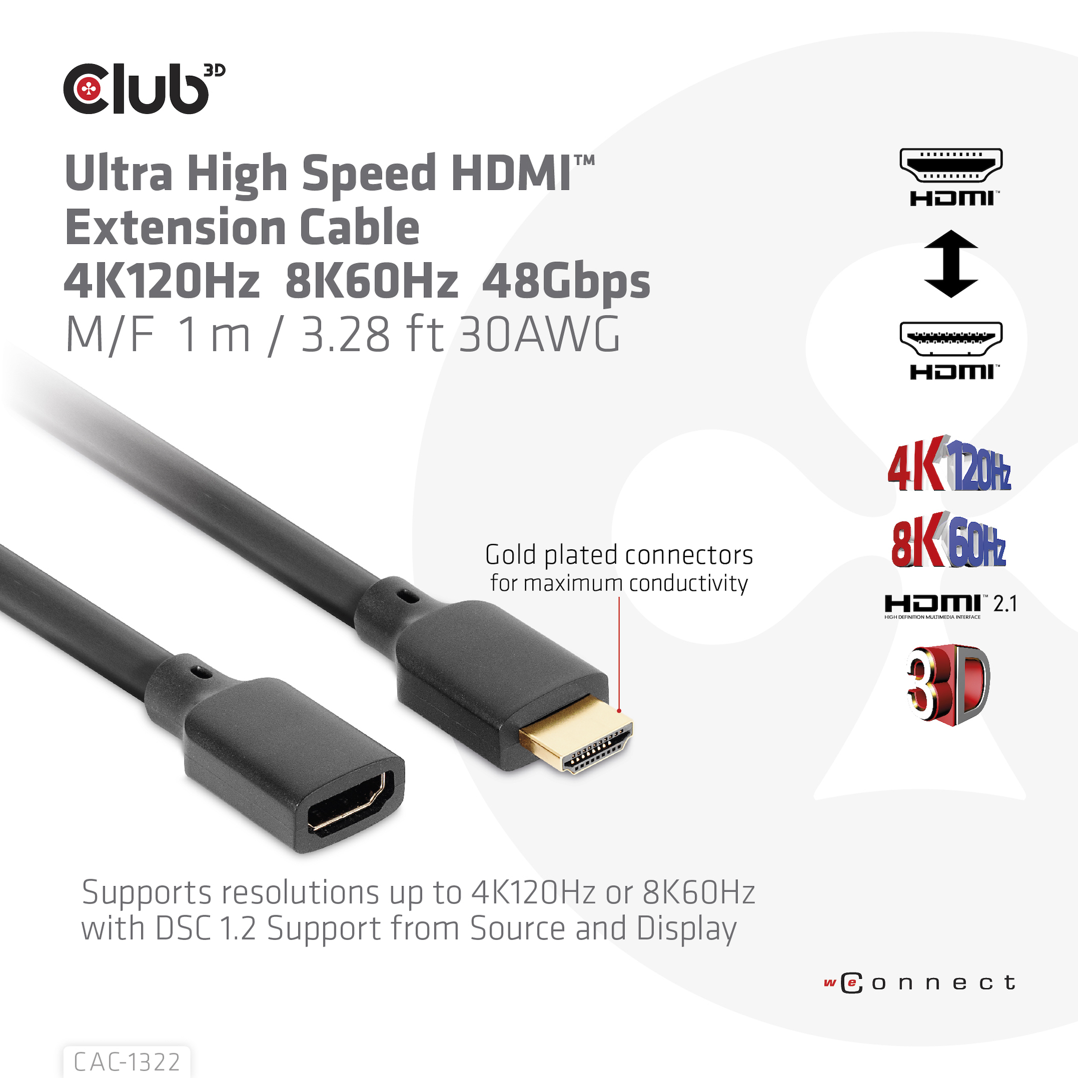 Club 3D Ultra High Speed - HDMI-Verlängerungskabel, Ansicht 3
