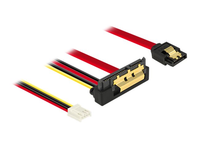Delock Kabel SATA 6 Gb/s 7 Pin Buchse + Floppy 4 Pin Strom Buchse > SATA 22 Pin Buchse unten gewinkelt Metall 30 cm