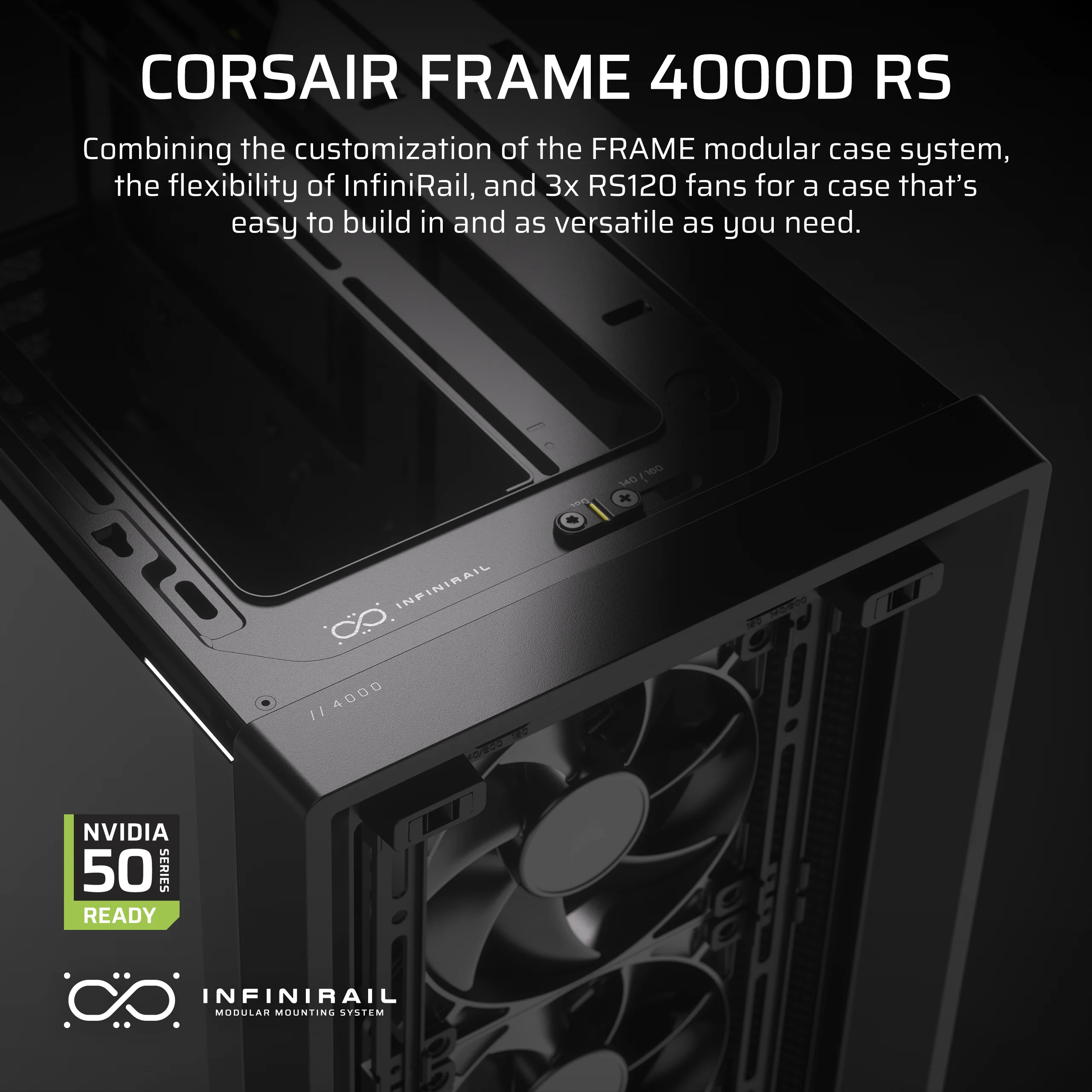 Corsair FRAME 4000D RS - Midi-Tower Gaming - E-ATX - Seitenteil mit Fenster - keine Spannungsversorgung (ATX) - Schwarz, Ansicht 2
