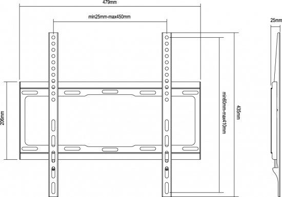 Equip Befestigungskit (Wandmontagehalterung) - für Flachbildschirm - kaltgewalzter Stahl - Schwarz - 81-140 cm (32-55), Ansicht 2