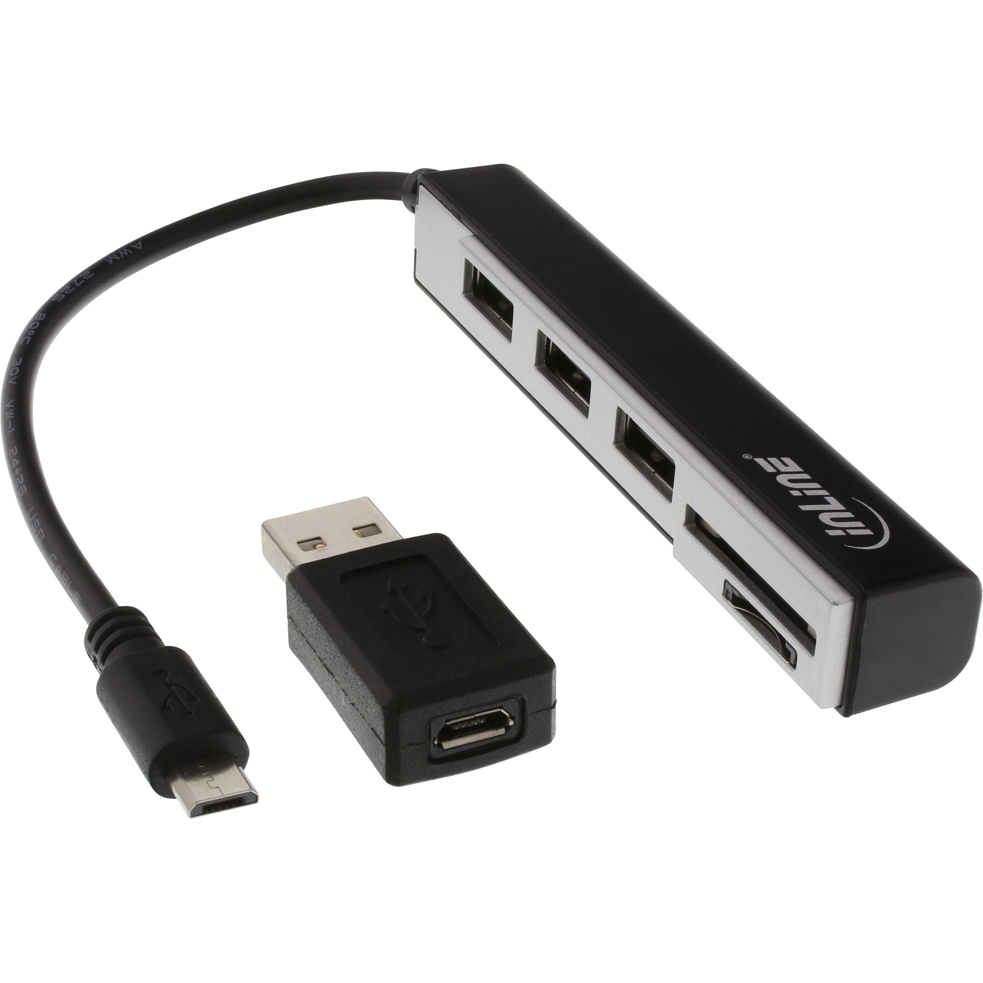 InLine USB OTG Cardreader & 3-fach USB 2.0 Hub -