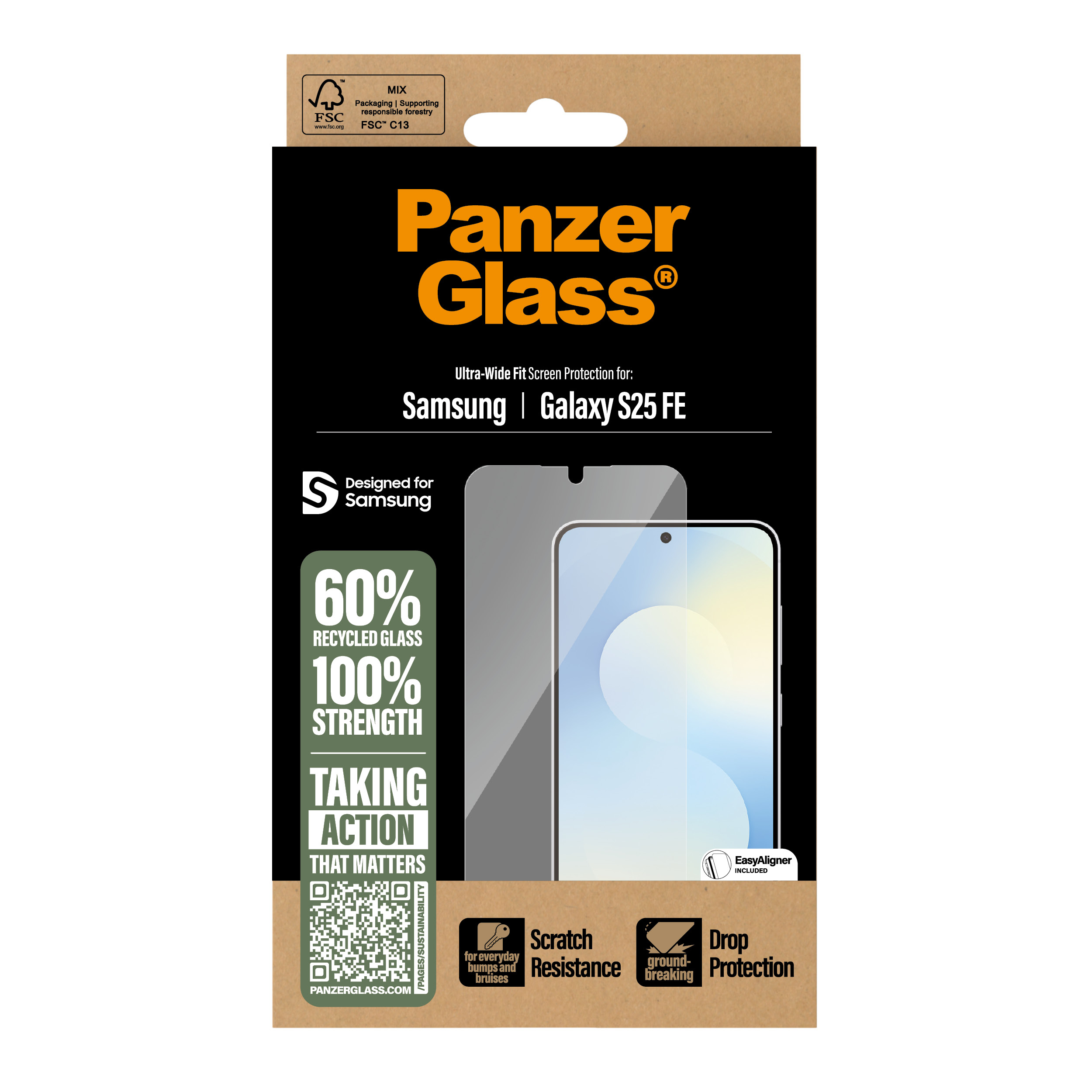 PanzerGlass Displayschutz Samsung Galaxy S25 FE| Ultra-Wide Fit m. EasyAligner, Ansicht 3