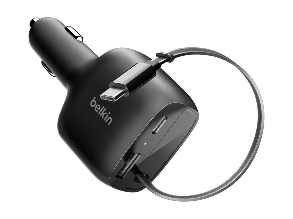 Belkin 75W 2-Port w Retractable USB-C Cbl Car - Kabel, Ansicht 4