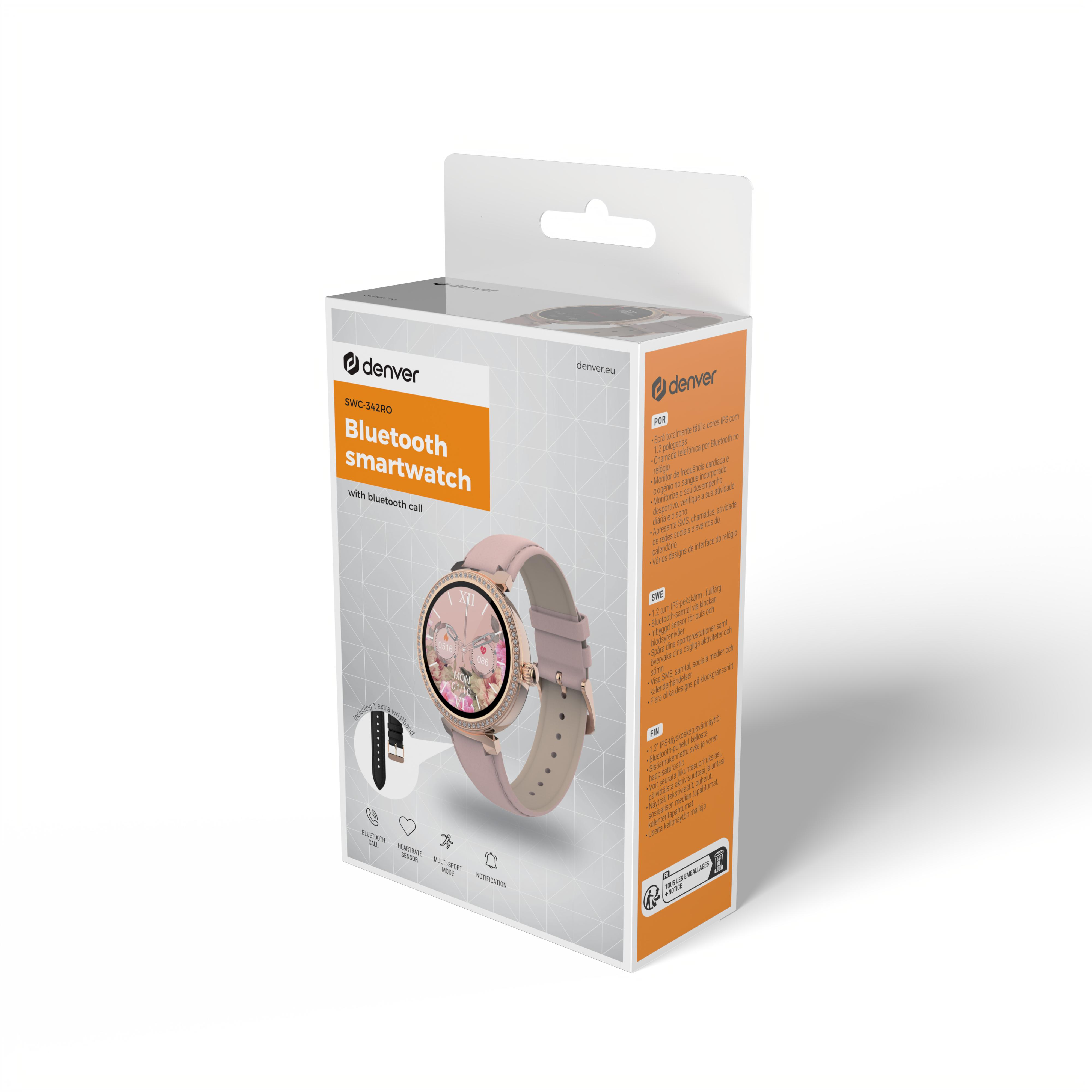 Inter Sales DENVER SWC-342 - Intelligente Uhr mit Riemen - Rose - Anzeige 3 cm (1.2), Ansicht 2