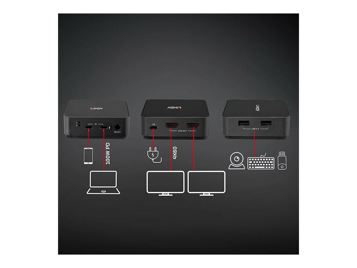 Lindy KVM-Switch - 4K60 - 2 x KVMAudioUSB