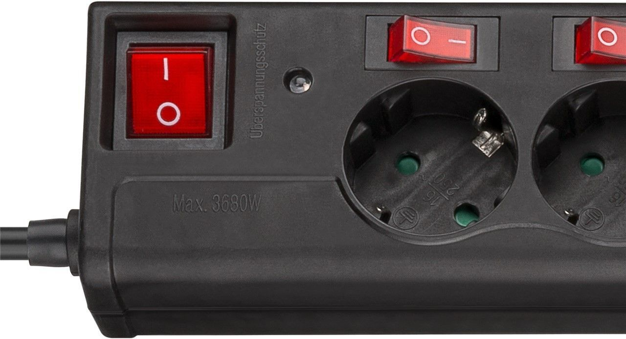Goobay - Steckdosenleiste - Wechselstrom 230 V - 3500 Watt - Eingabe, Eingang Typ F - Ausgangsanschlüsse: 6, Ansicht 2
