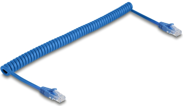 Delock RJ45 Spiralkabel Stecker zu Cat.6 UTP 0.8 m bis 1.8 blau - Netzwerk - CAT 6, Ansicht 3