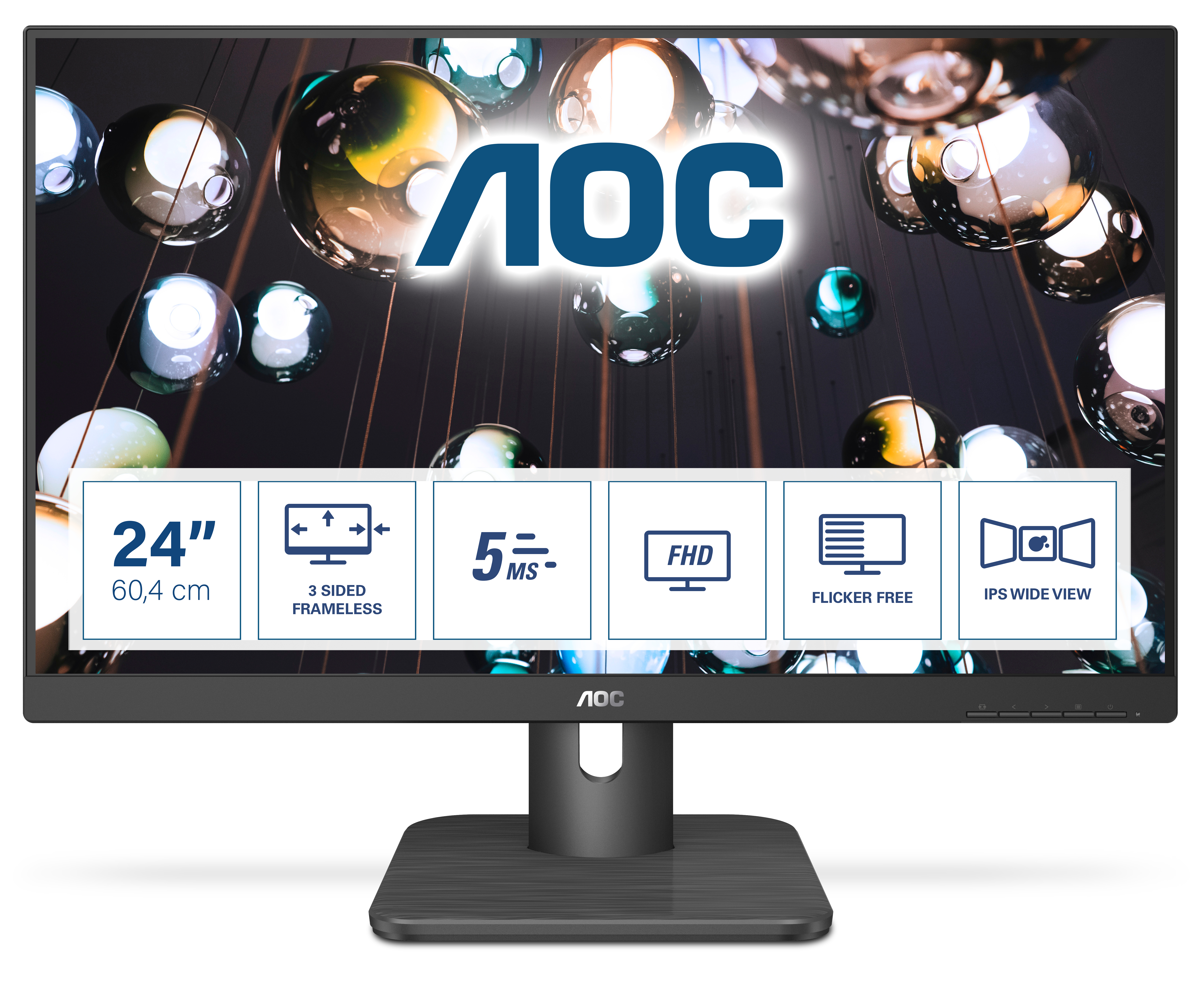 AOC E1 24E1Q, 60,5 cm (23.8&quot;), 1920 x 1080 Pixel, Full HD, LED, 5 ms, Schwarz