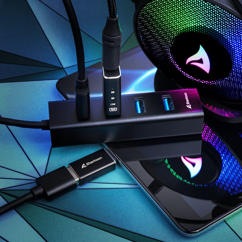 Sharkoon 4044951037582 - USB 3.2 Gen 1 (3.1 Gen 1) Type-C - USB 3.2 Gen 1 (3.1 Gen 1) Type-A - 5000 Mbit/s - Schwarz, Ansicht 3
