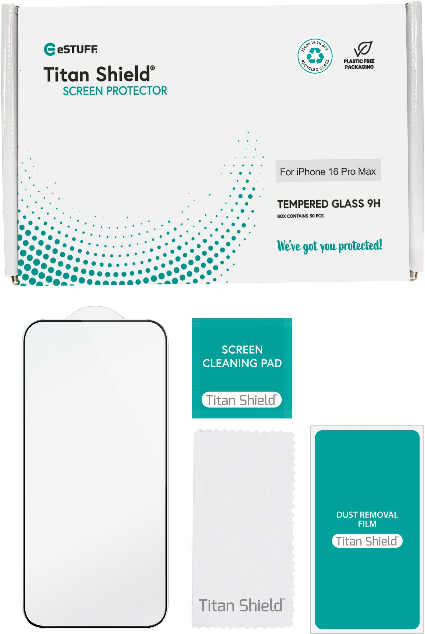 eSTUFF INFINITE GRS iPhone 16 Pro Max Screen Protector. Full, Ansicht 2
