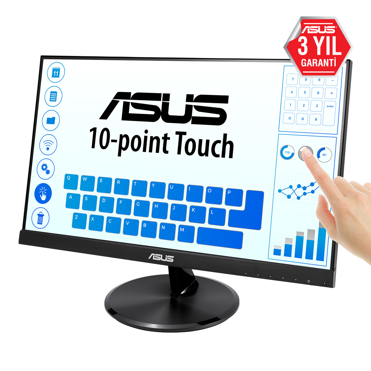 ASUS VT229H - LED-Monitor - 54.6 cm (21.5) - Touchscreen - 1920 x 1080 Full HD (1080p), Ansicht 3