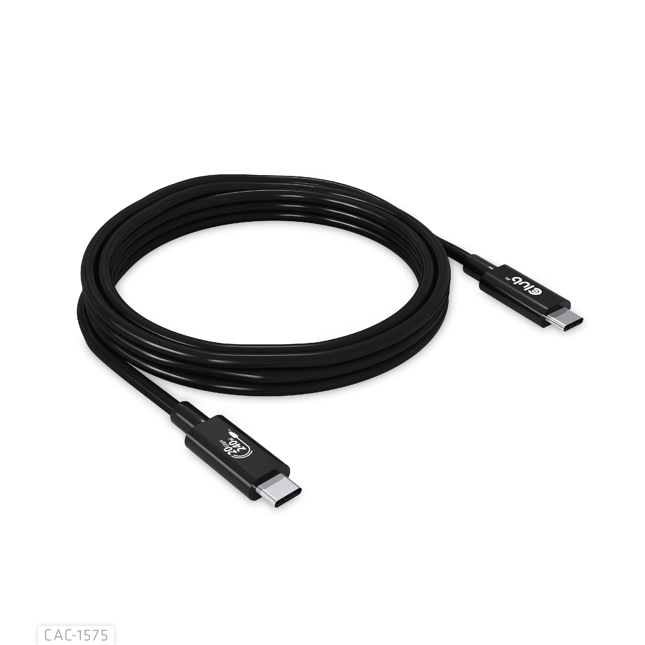 Club 3D USB-Kabel - 24 pin USB-C (M) zu 24 pin USB-C (M) - USB4 Gen2x2 - 48 V - 5 A - 2 m - bi-direktional - 4K 60 Hz, Ansicht 3