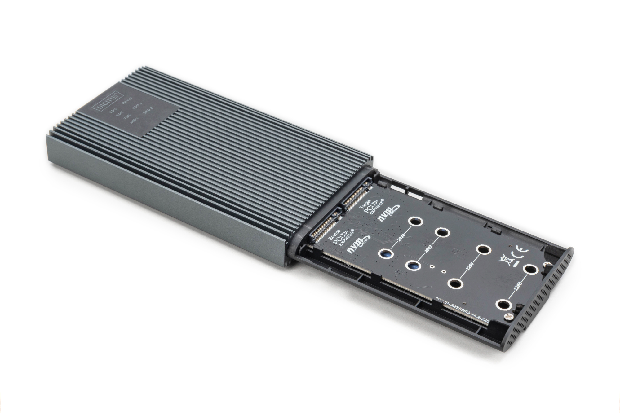 DIGITUS USB M.2 NVMe Klonstation, SSD, NVMe, 20Gbits, USB 3.2 Gen2, Aluminium, werkzeugfrei, Ansicht 2