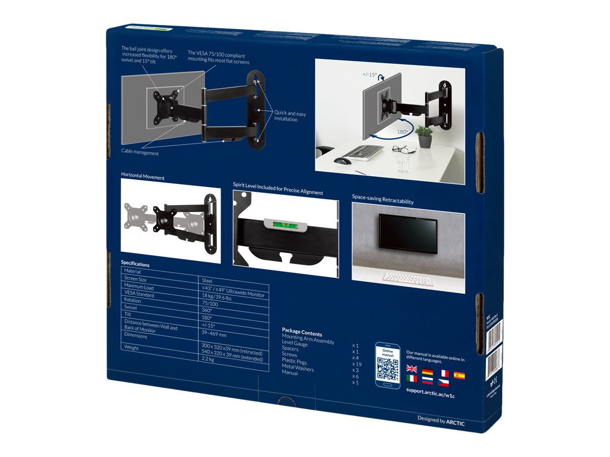 Arctic W1C - Befestigungskit (Gelenkarm, VESA-Adapter) - für Monitor - ADC12 Aluminiumlegierung, Ansicht 5