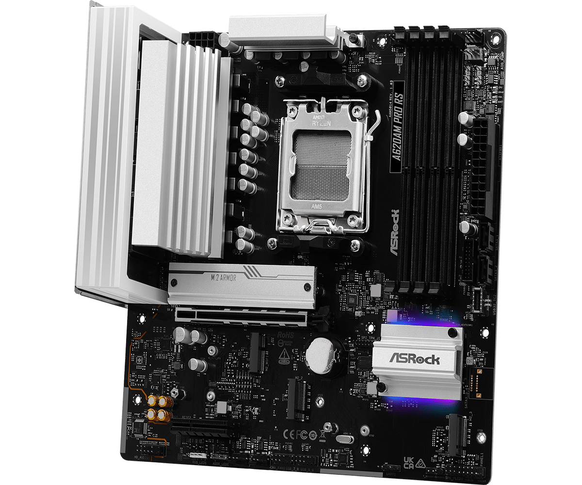 ASRock A620AM PRO RS - Motherboard - micro ATX - Socket AM5 - AMD A620A Chipsatz - 2.5 Gigabit LAN, Ansicht 4