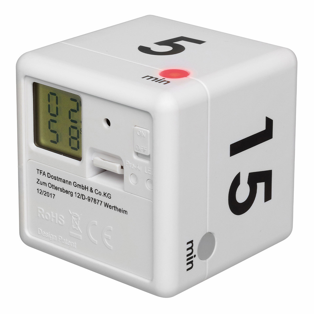 TFA Cube Timer - Küchenwecker schnurlos - weiß, Ansicht 3