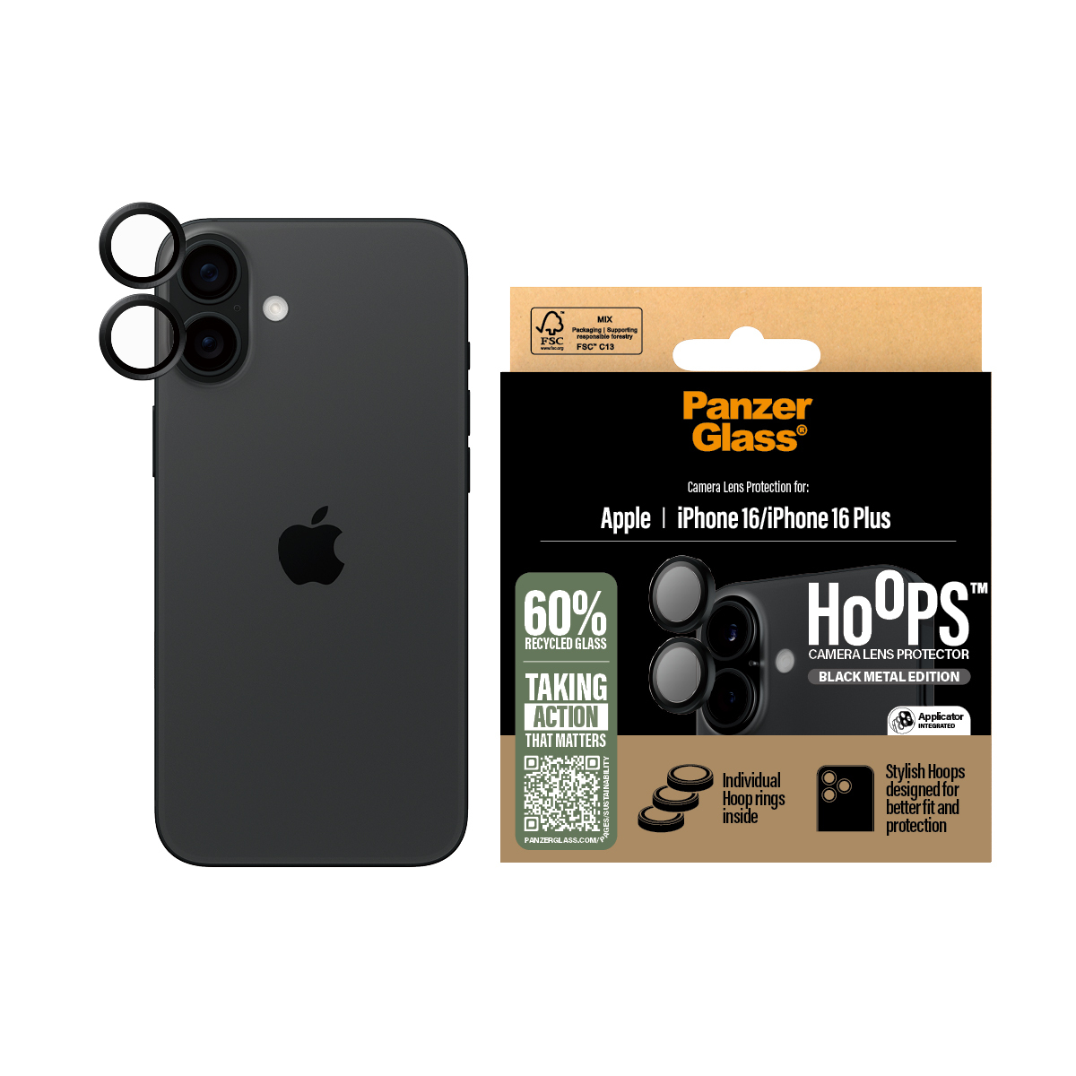 PanzerGlass PG Hoops Black iPhone 16 6.1/6.7Inch, Ansicht 3