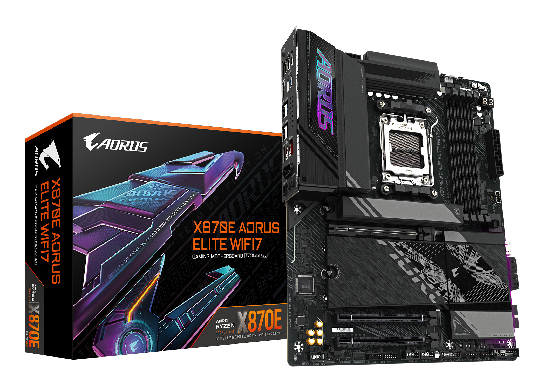 Gigabyte AORUS X870E ELITE WIFI7 - Motherboard - ATX - Socket AM5 - AMD X870E Chipsatz - USB-C 3.2 Gen 2x2, USB4, Ansicht 4