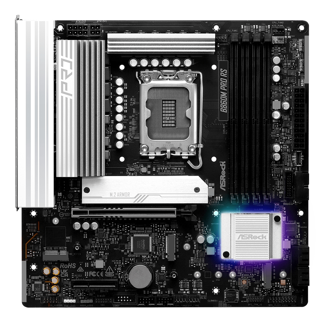 ASRock B860M Pro RS - Motherboard - micro ATX - LGA1851-Sockel - B860 Chipsatz - Onboard-Grafik (CPU erforderlich), Ansicht 3