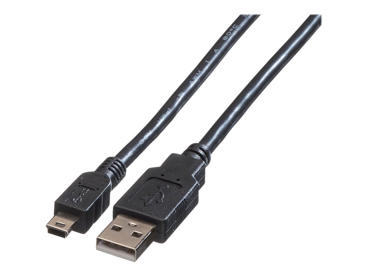 Roline - USB-Kabel - USB (M) zu Mini-USB, Typ B (M) - USB 2.0 - 1.8 m - Schwarz
