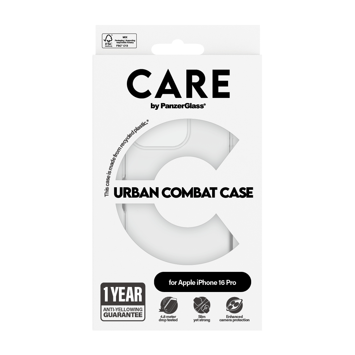 PanzerGlass SAFE. by PanzerGlass - iPhone 16 Pro Case - Polycarbonat, Thermoplastisches Polyurethan (TPU) - Transparent, Ansicht 3