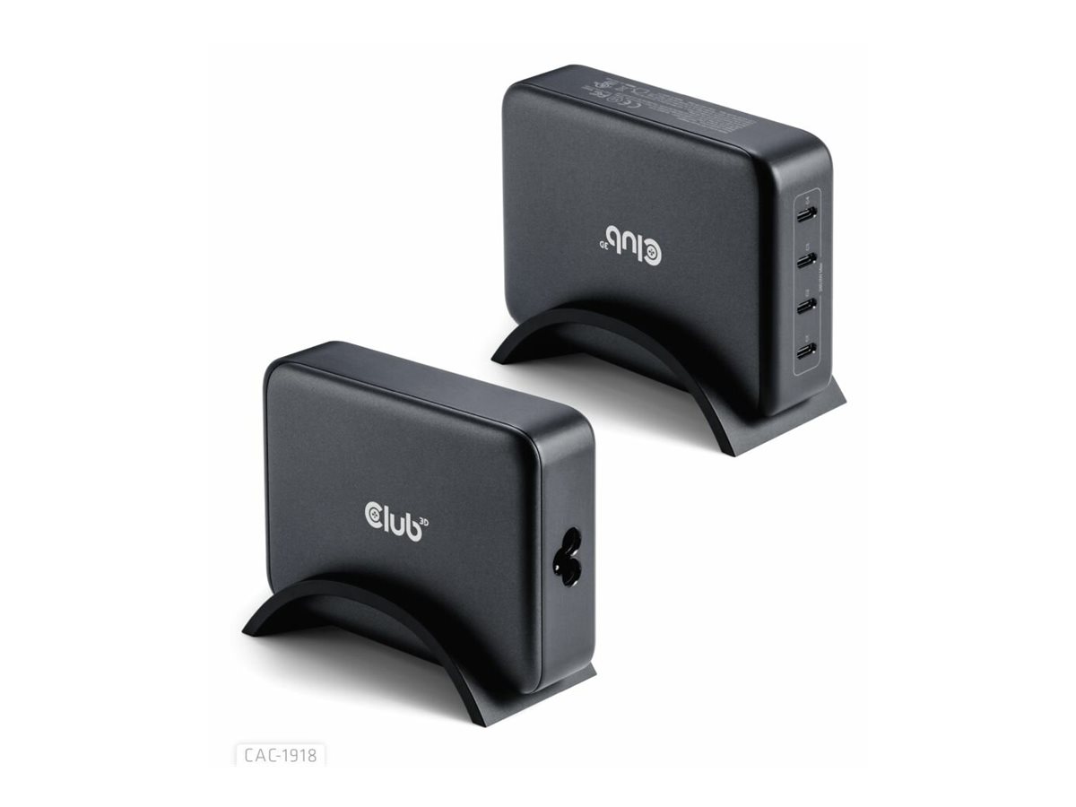 Club 3D Netzteil - GaN-Technologie - 240 Watt - PD 3.1/PPS - 4 Ausgabeanschlussstellen (24 pin USB-C), Ansicht 3